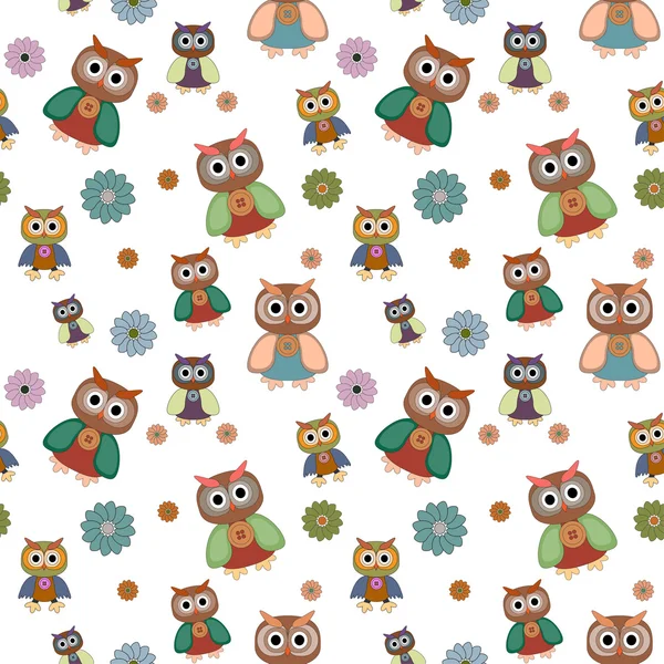 Seamless pattern with owl and button — Stock Vector