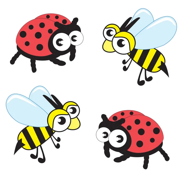 Illustration with ladybug and bee Vector Graphics