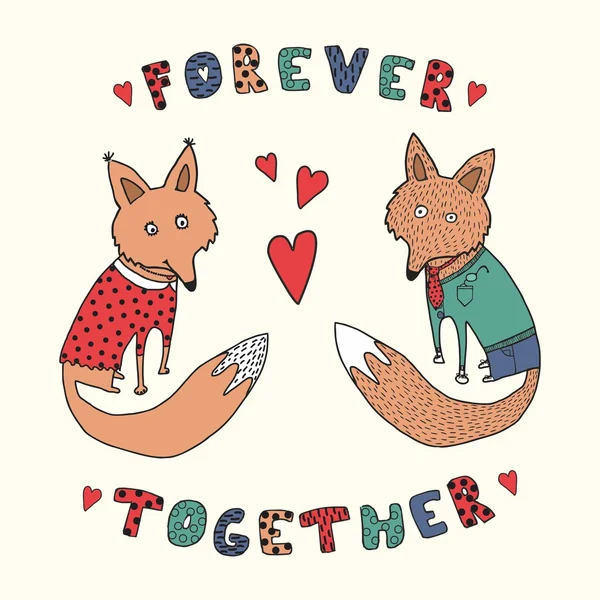 Foxes in love — Stock Vector