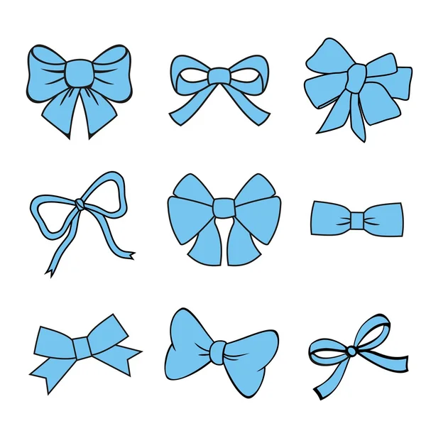 Blue bows on white background. — Stock Vector