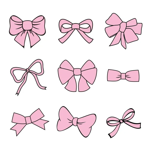 Pink bows on white background — Stock Vector