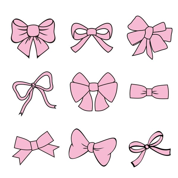 Pink bows on white background