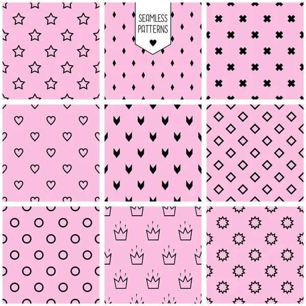 Vector patterns on pink background. — Stock Vector