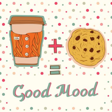 iyi bir ruh hali kartpostal ile kahve fincanı