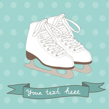 Postcard design with ice skates clipart