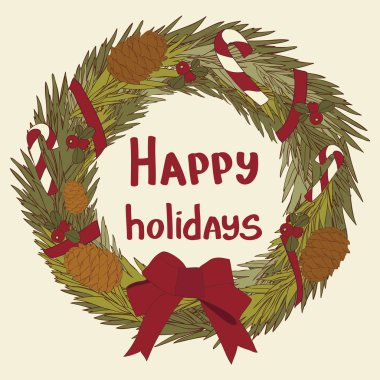 vektör kart tasarımı ile Noel çelenk