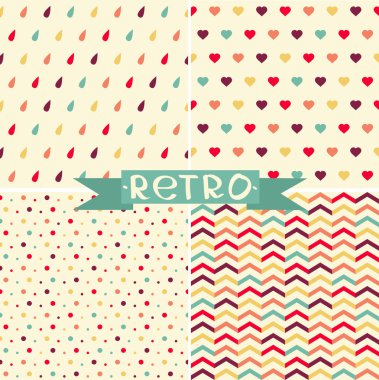 cute retro desen vektör kümesi