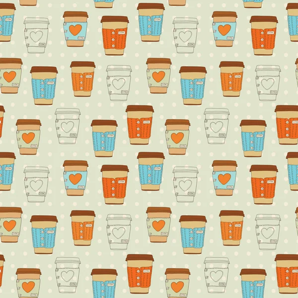 Cute coffee cup seamless pattern — Stock Vector