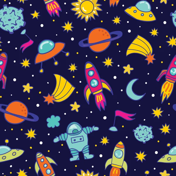 Vector space seamless pattern — Stock Vector