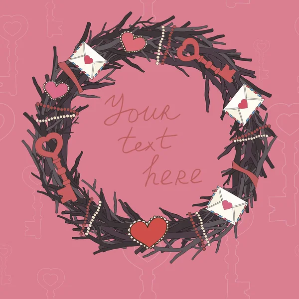 Vector romantische krans aan Aftelkalender voor Valentijnsdag — Stockvector