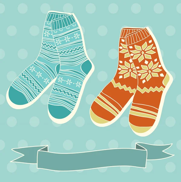 Cartolina invernale con calzini — Vettoriale Stock
