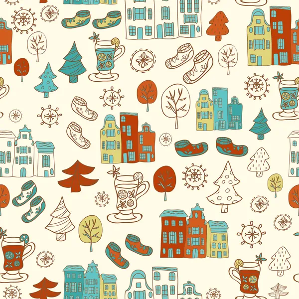 Winter holiday seamless pattern — Stock Vector