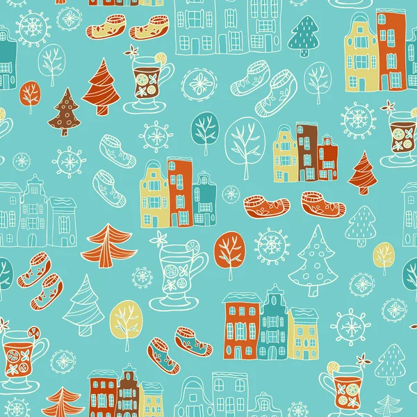 Winter cute seamless pattern — Stock Vector