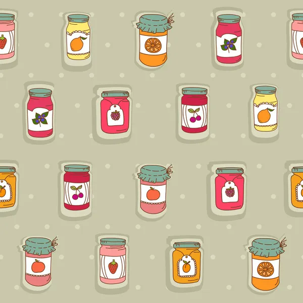 Vector jam jar seamless pattern — Stock Vector