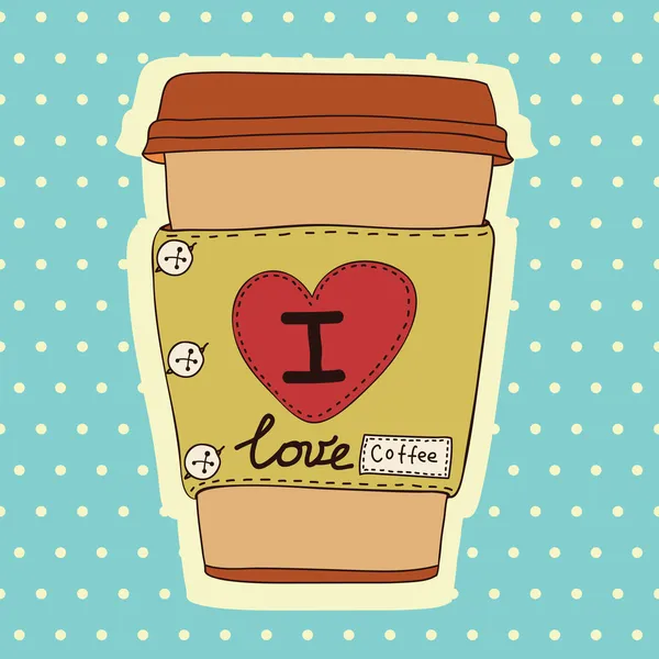 Me encanta el café linda postal — Vector de stock