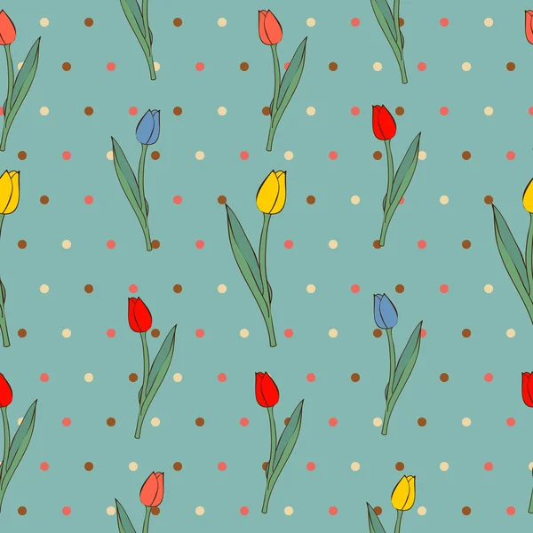 Vector seamless tulip pattern — Stock Vector