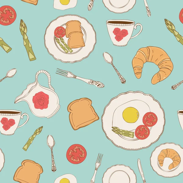 Vector breakfast seamless pattern — Stock Vector