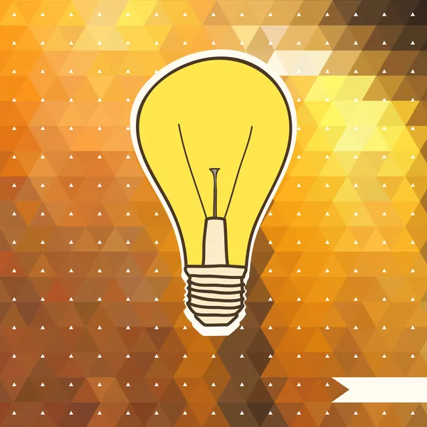 Vektorkartendesign mit Lampe auf gelbem Dreieck-Hintergrund. lizenzfreie Stockillustrationen