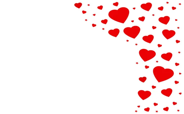 Red Hearts Designed Only One Side Frame White Background Large — Stock Photo, Image
