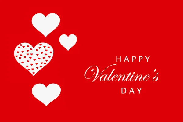 Dekorative Weiße Herzen Auf Roter Oberfläche Mit Botschaft Zum Valentinstag — Stockfoto
