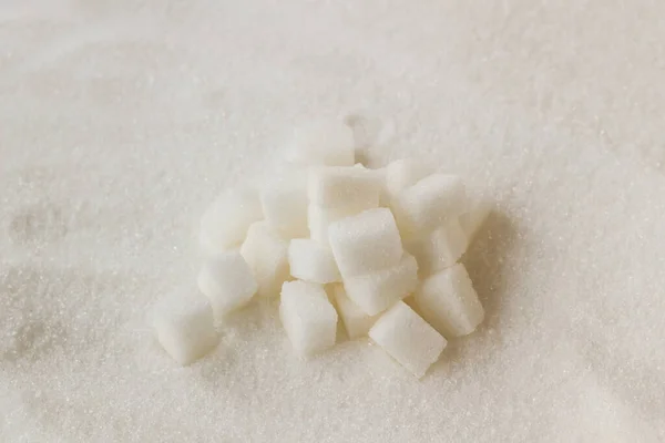 White Sugar Cubes Designed Granulated Sugar Top View — Stock fotografie