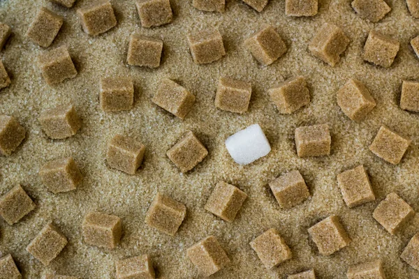 Natural Brown Sugar Cubes Designed Granulated Brown Sugar Background — стоковое фото