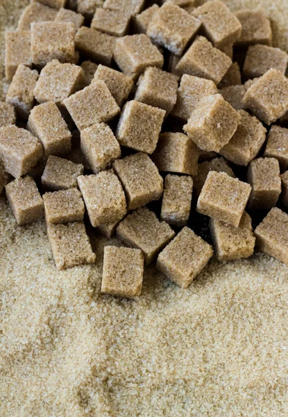 Natural Brown Sugar Cubes Designed Granulated Brown Sugar Background Vertical Stock Image