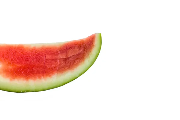 Scheibe Wassermelonenschale Geschnitten Und Gegessen Isoliert Auf Weißer Oberfläche — Stockfoto