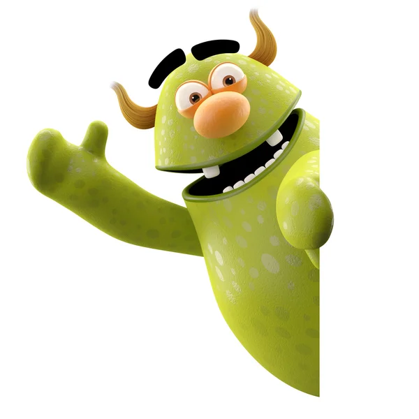 Green monster waving hands — Stock Photo, Image