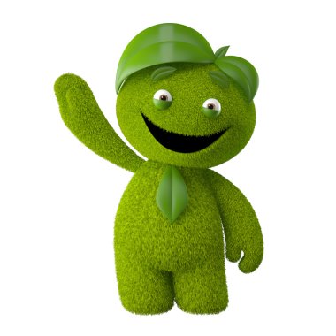 Eli ile gülümseyen Eko maskot