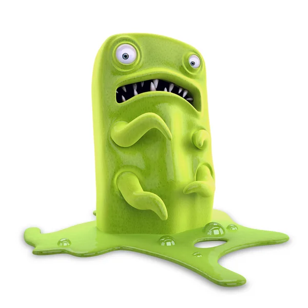 Green cartoon scared monster — Stock Photo, Image