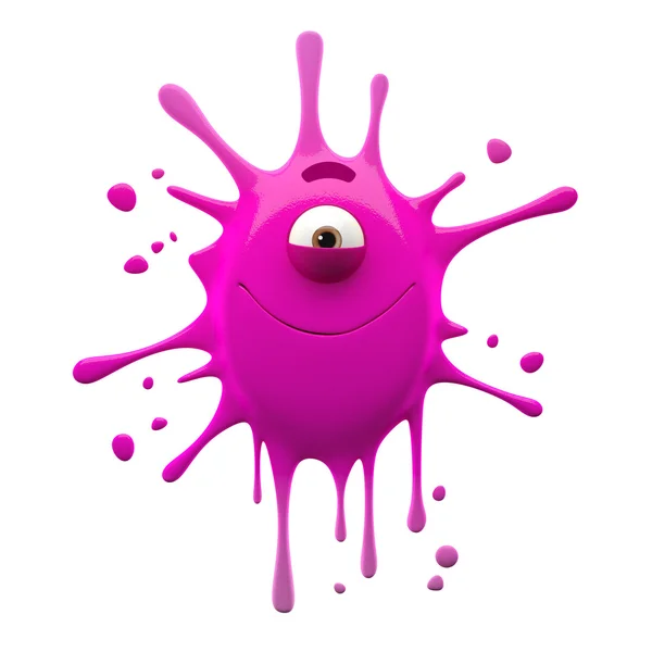 One-eyed pink monster with closed mouth — Stock Photo, Image