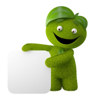 elinde kağıt ile eko maskot