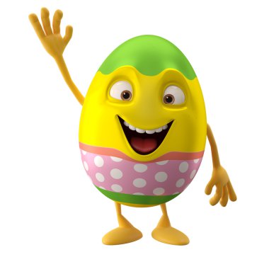 Eli ile gülümseyen Paskalya yortusu yumurta