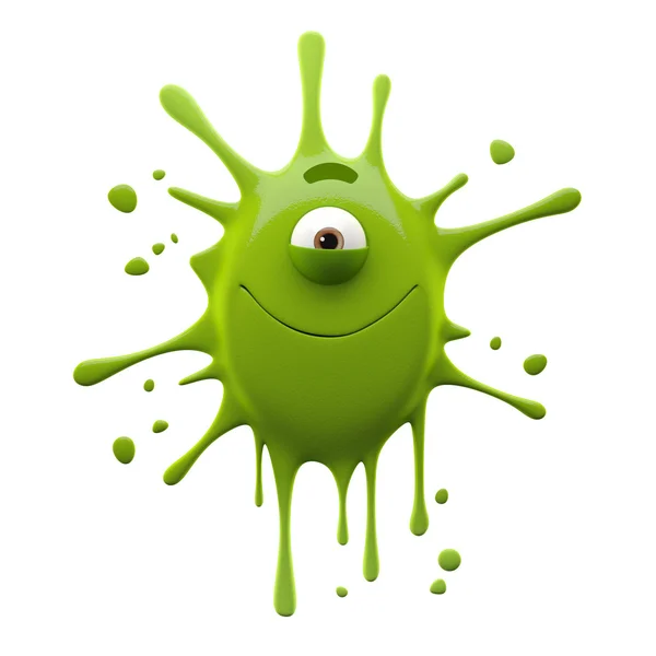 Green one-eyed monster with closed mouth — Stock Photo, Image