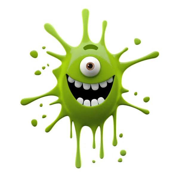 Feliz monstruo de un solo ojo verde —  Fotos de Stock