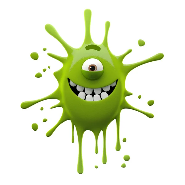 Smiling green one-eyed monster — Stock Photo, Image