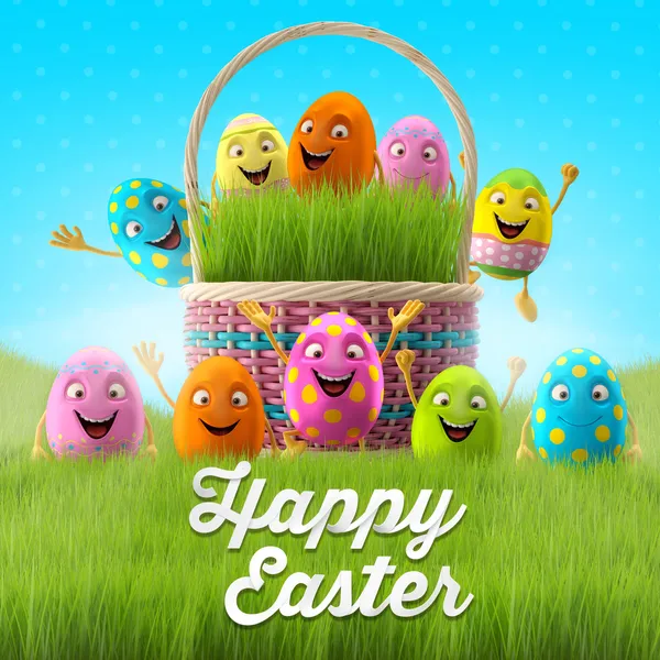 Easter eggs with hands up — Stock Photo, Image