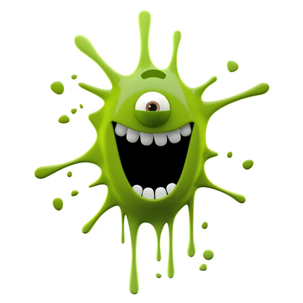 Happy green one-eyed monster — Stock Photo, Image