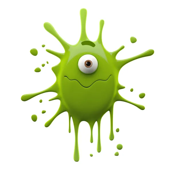One-eyed green monster with closed wavy mouth — Stock Photo, Image