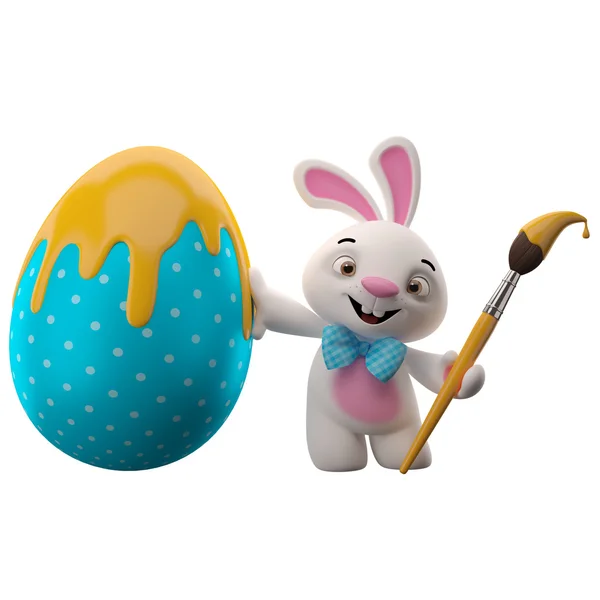 Easter bunny with brush — Stock Photo, Image