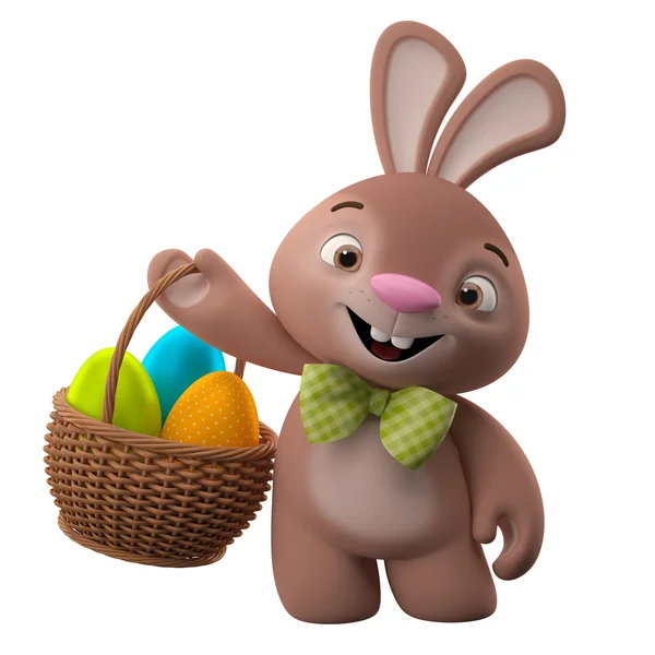 Coniglietto di Pasqua che tiene cesto — Foto Stock