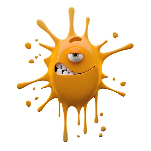 One-eyed orange monster with ironic smile — Stock Photo, Image