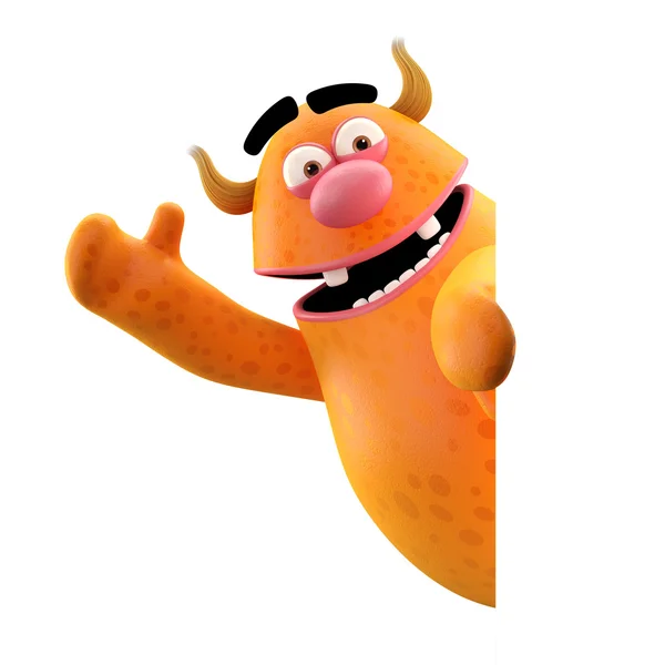 Orange monster waving hands — Stock Photo, Image