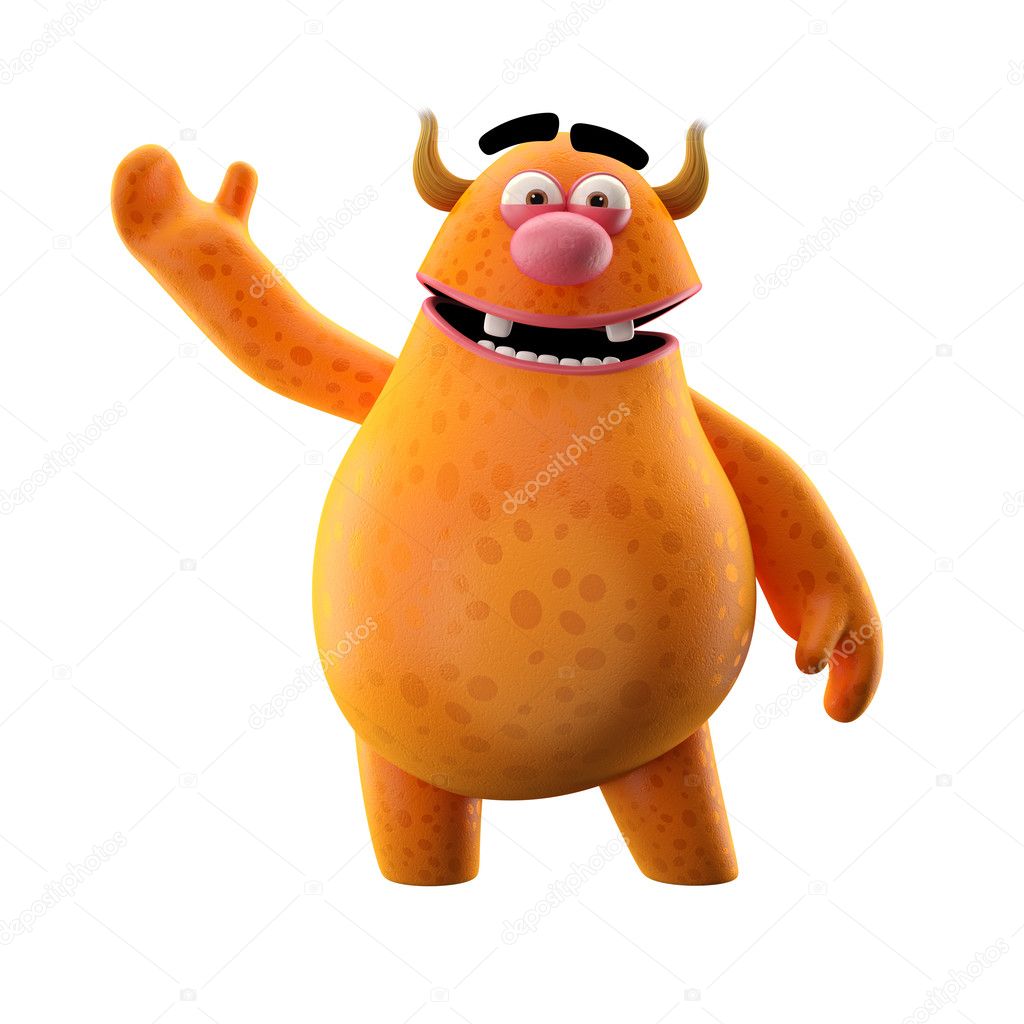 Orange monster waving one hand Stock Photo by ©zahradnik 42880793 Orange monster waving one hand Stock Photo by ©zahradnik 42880793