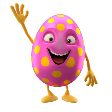 Funny Easter pink egg with hand up clipart