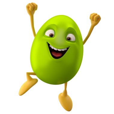 Easter green egg jumping with compressed fist clipart