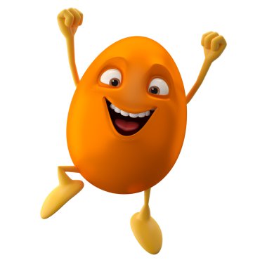 Easter orange egg jumping with compressed fist clipart