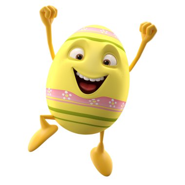Easter yellow egg jumping with compressed fist clipart