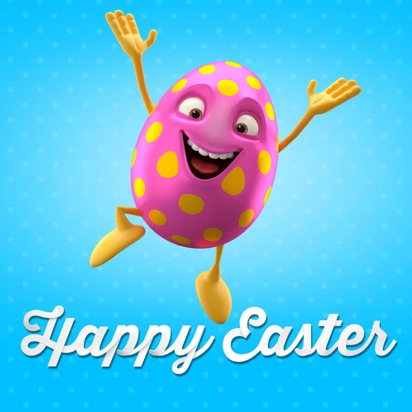 Funny pink egg jumping — Stock Photo, Image